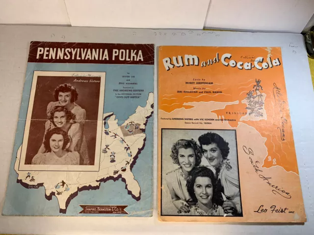 Vintage 1940’s Andrew Sisters Sheet Music WWII Era Rum and Coca Cola
