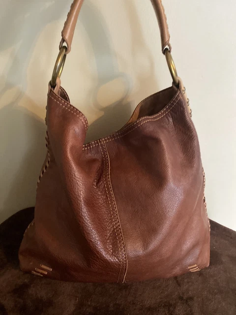 LUCKY BRAND WHIPSTITCH Slouch Hobo Purse Whiskey Pennys Bag Big