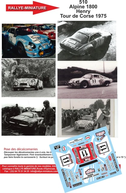 DECALS 1/43 REF 0495 Alpine Renault A110 Nicolas Rally San Remo 1973