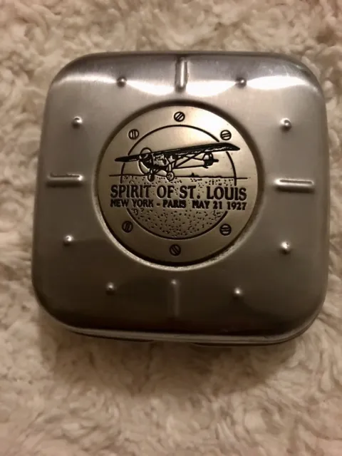 Spirit of St. Louis pilots alarm clock ~ metal casing