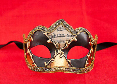 Mask from Venice Colombine IN Tip Musica Black And Golden for Fancy Dress 692