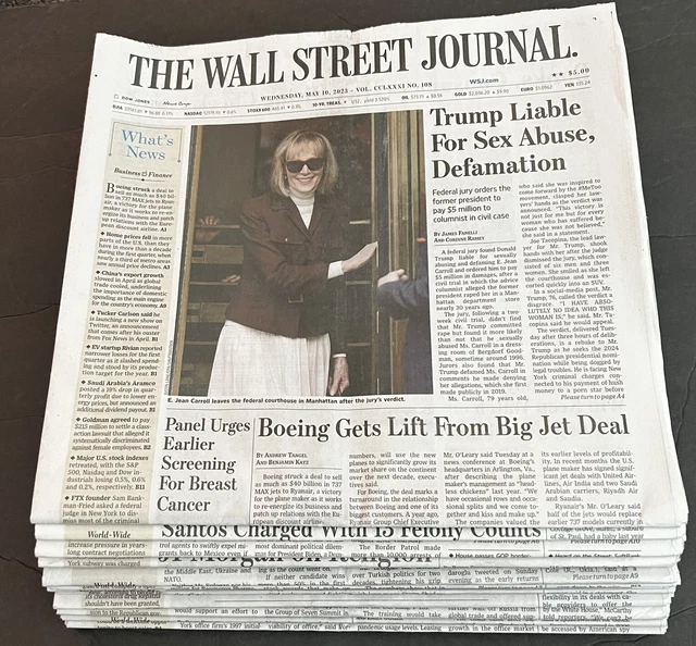 The Wall Street Journal Newspapers LOT/13 May 10 Thru 16 17 18 19 20/21 22 23 24