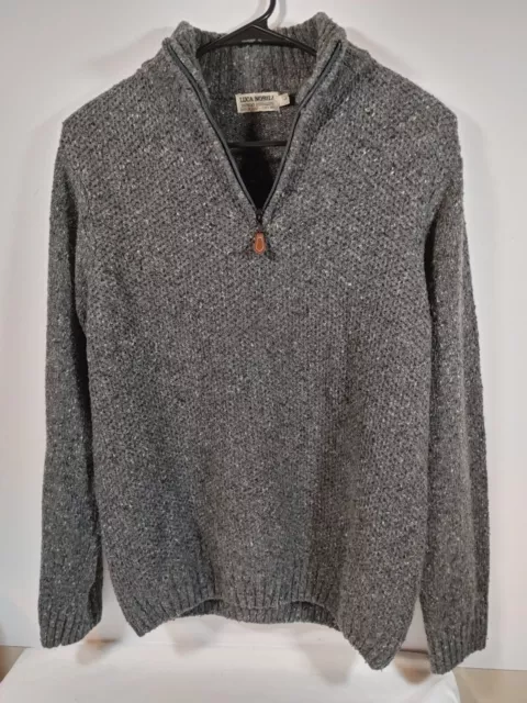 Luca Nobili Heavyweight Sweater Men's Large Gray 1/4 Zip Wool blend Pullover.