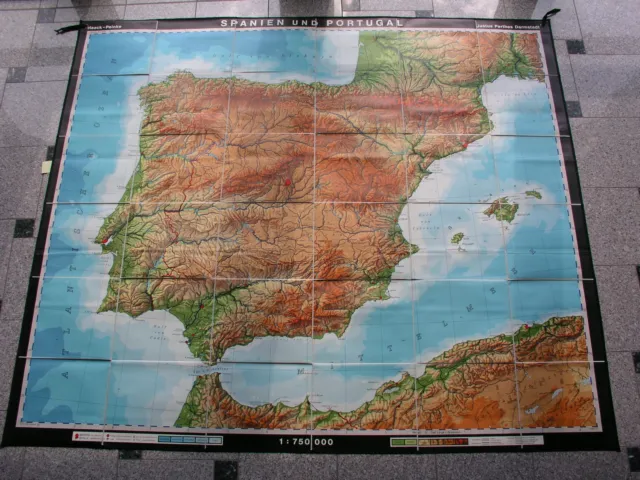 Wall Map Spain Iberia 1971 198x172 Vintage Iberia Spain B 西班牙 J スペイン