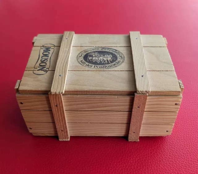 1960er Mouson Lavendel Seife Postkutsche Holzbox Truhe Sammler Holz Kiste 70er