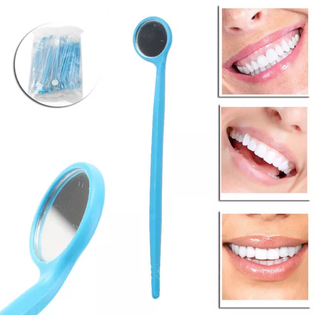 Einweg Dental Mund Glas Spiegel Reflektor Kunststoff Blau 100 Stück