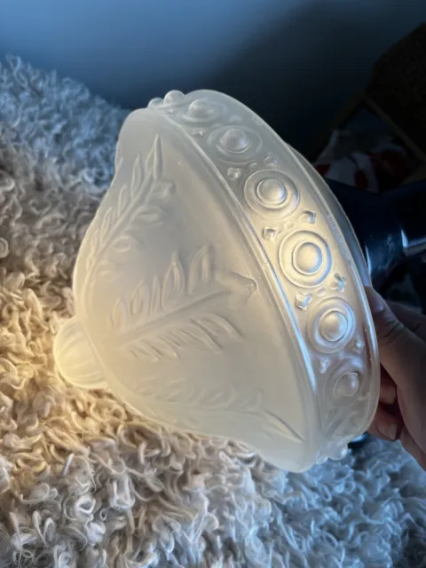 Art Deco Milk Clear Dome Light Fitting ( Milk Glass Shade Only )