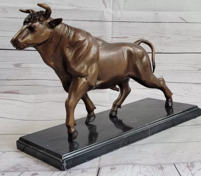 Extra Grande Bronce Café Pared Calle Bull Mercado Stock Buey Figura Estado 18"