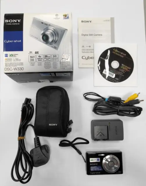 Sony Cyber-shot DSC-W330 14.1MP Digital Camera - Black + Soft Case