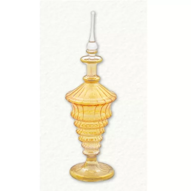 Yellow Inverted Swirl Egyptian Blown Glass Perfume Bottle Made in Egypt New