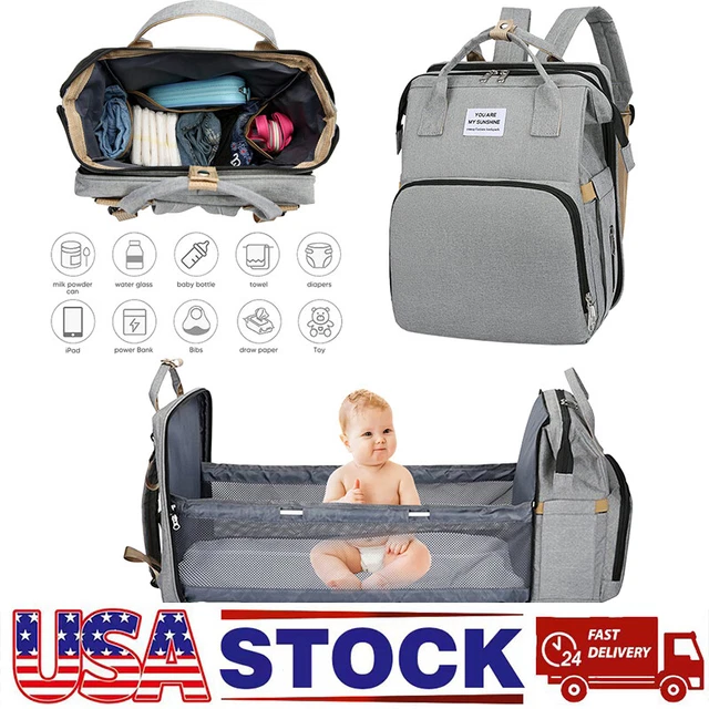 3 in 1 Foldbale Diaper Bag Baby Bed Portable Bassinet Crib Backpack Travel/Sleep