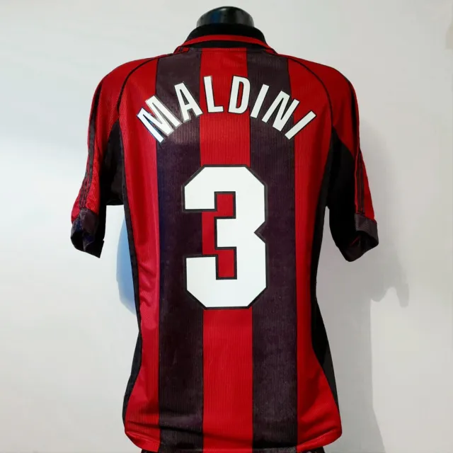 MALDINI 3 AC Milan Shirt - Small - 1998/2000 - Home Jersey Adidas