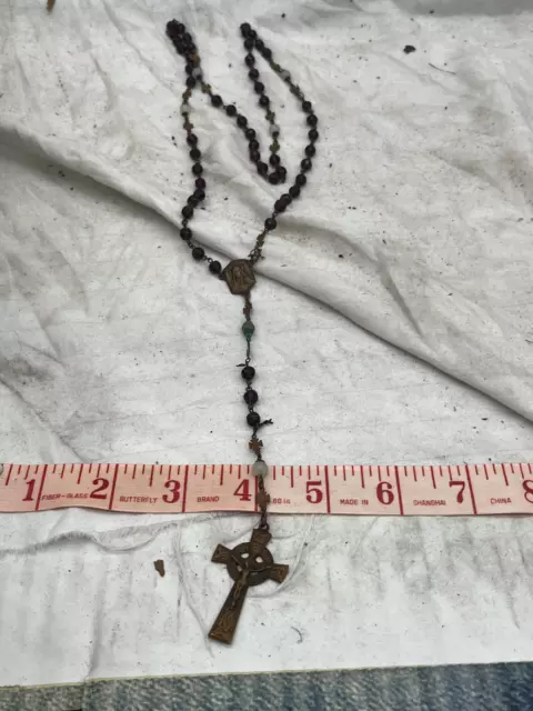 AMETHYST ANTIQUE JADE bead victorian crucifix rosary bead necklace ...