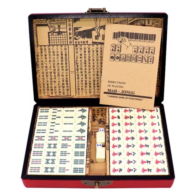 Chinese Numbered Mahjong Set 144 Tiles Mah-Jong Set Portable Chinese  D1Z6