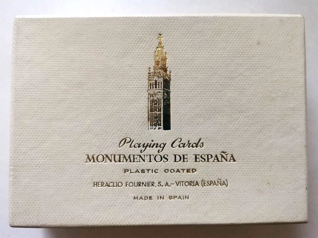 Vintage Playing Cards Wide Monuments Spain Fournier 1959 52 &2J & Box Postfree 2