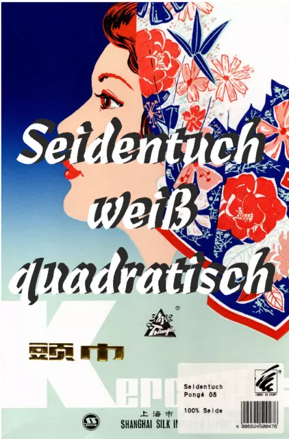 Seidentuch weiß - reine Seide - 45 - 55 - 61 - 74  cm Seidenmalerei Pongé 05