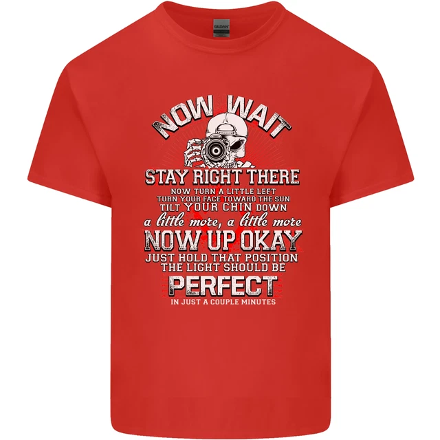 T-shirt top da uomo in cotone Photography Now Wait Photographer divertente 4