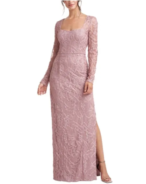 JS Collections Giovanna Sequin Lace Column Evening Gown Formal Dress Pink 14 NWT