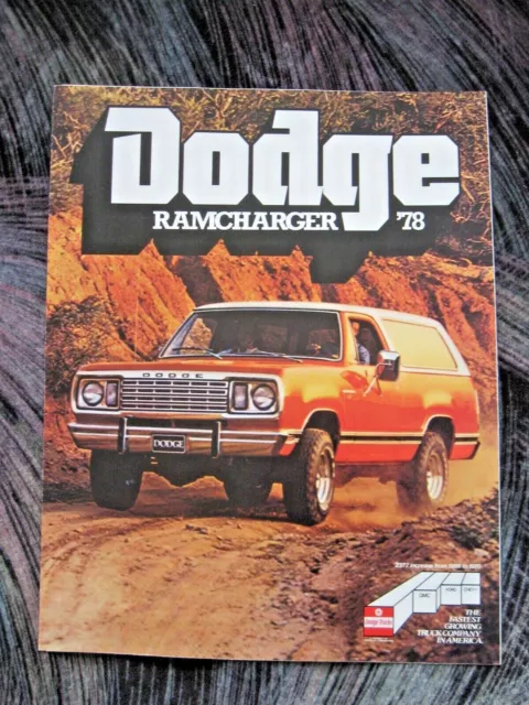 1978 Dodge RAMCHARGER Recreational TRUCK Dealer Sales Brochure - FOLDER ! N.O.S