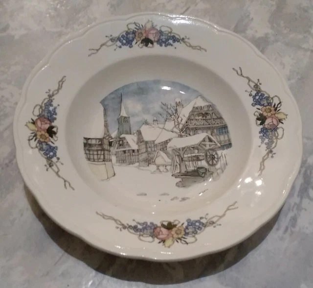 Assiette creuse Obernai Sarreguemines H Loux 4 Fleurs