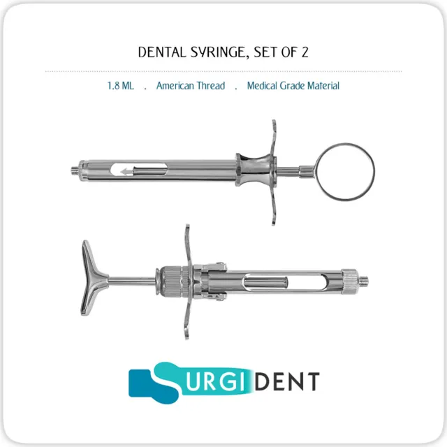 Aspirating Syringe 1.8Ml Dental Anesthetic Instruments “Set Of 2”