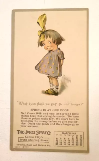1917 Jones Store, Kansas City Missouri Advertising Ink Blotter Vintage Unused