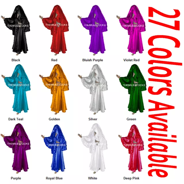 TMS Satin Skirt + Top + Veil Belly Dance Jupe Haut Voile Orientale | 27 Colors