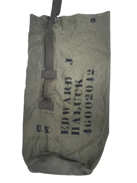 VINTAGE 1944 WWII US Army Canvas Duffel/Duffle Bag Stenciled Green ...