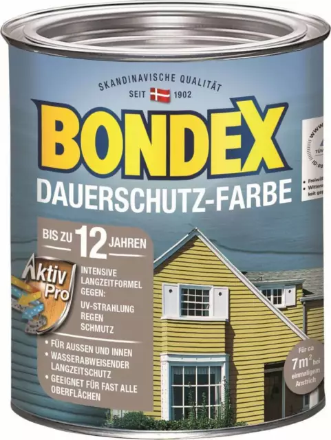 BONDEX Dauerschutz Farbe Außen Holzfarbe, 0,75 l, hochdeckend, wetterschutz