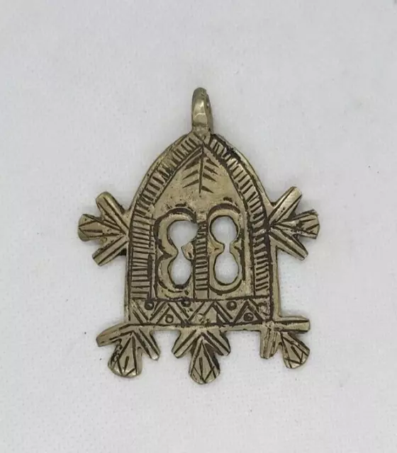 Vintage African Tuareg Silver Color Pendant Engraved Tribal Ethnic Bohemian Jewe