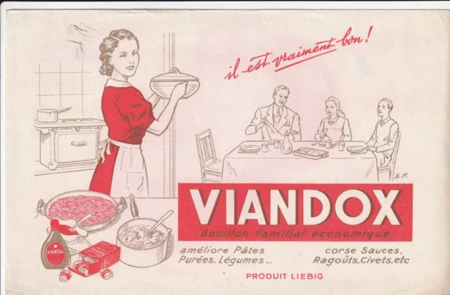 A36 Ancien Buvard publicitaire VIANDOX il est vraiment bon Bouillon Familial