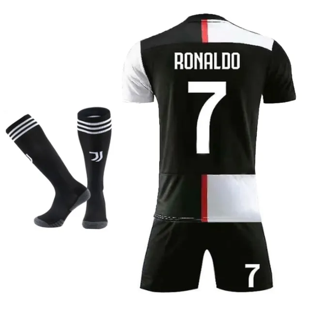Kids Ronaldo #7 Home Jersey Outfits Shirt Shorts Football Socks Set Sportwear