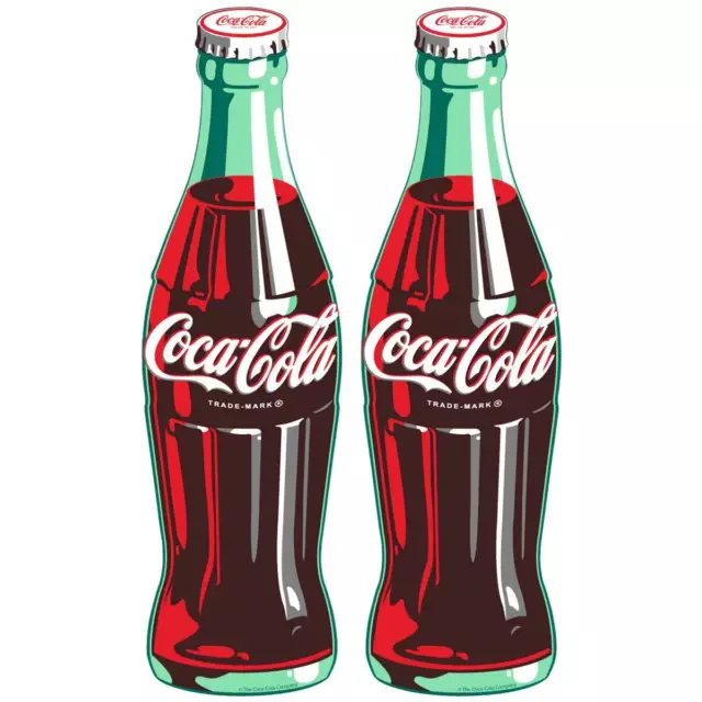 Coca-Cola Sticker Set Of 2 Green Contour Bottles Decals Officially Licensed Coke