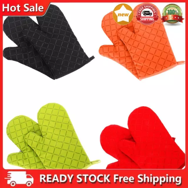 1 Pair Oven Mitts Non-Slip Heat Resistant 200 Degree Oversized Mittens Silicone