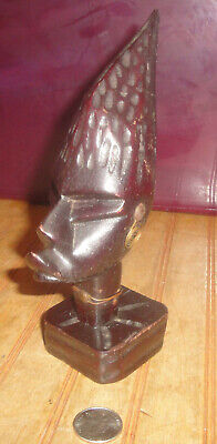 Vintage Hand-Carved Tribal Solid Wooden 8" African Art Head Bust Figure Statue