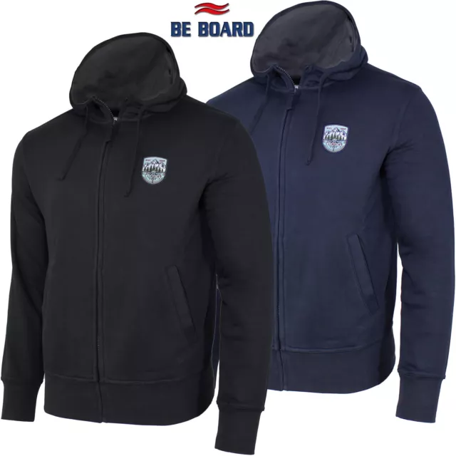 Felpa invernale uomo zip intera e cappuccio BE BOARD blu e nero M L XL XXL 3XL