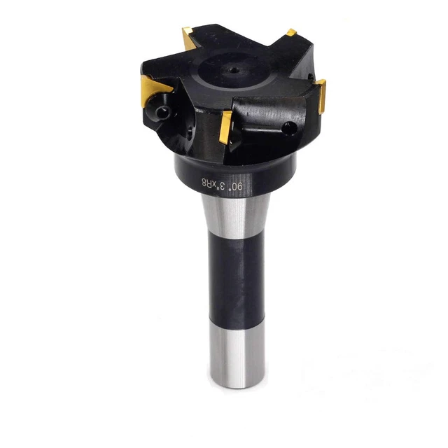 OSCARBIDE Indexable End Mill,R8 Shank,3"Cutting Diameter,6"Overall Length,90 Deg