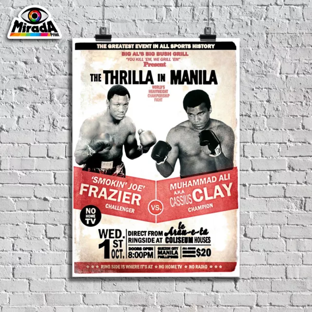 Affiches Vintege Muhammad Ali Joe Frazier Boxe Ring Boxe Sport Manila Cadeau
