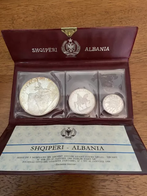 1968-3 Coin Silver Proof Set -Albania Minted By The Franklin Mint (NUM4358)