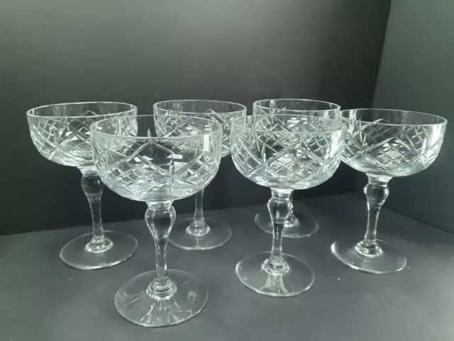 6x Beautiful Vintage Webb Crystal Champagne Coupes Dessert Bowls