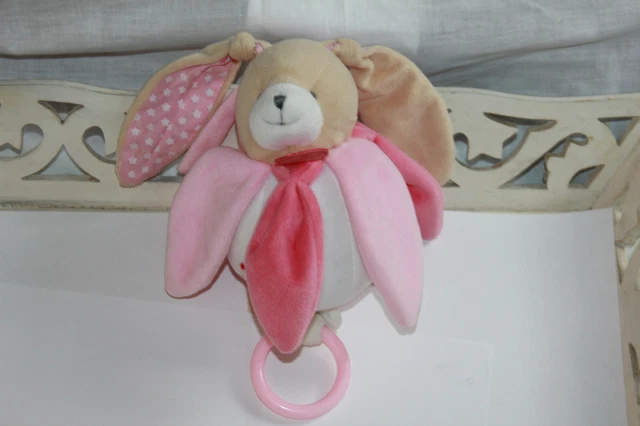 Doudou Et Compagnie Lapin Collector Rose Blanc Etoile Boite Musique Musical