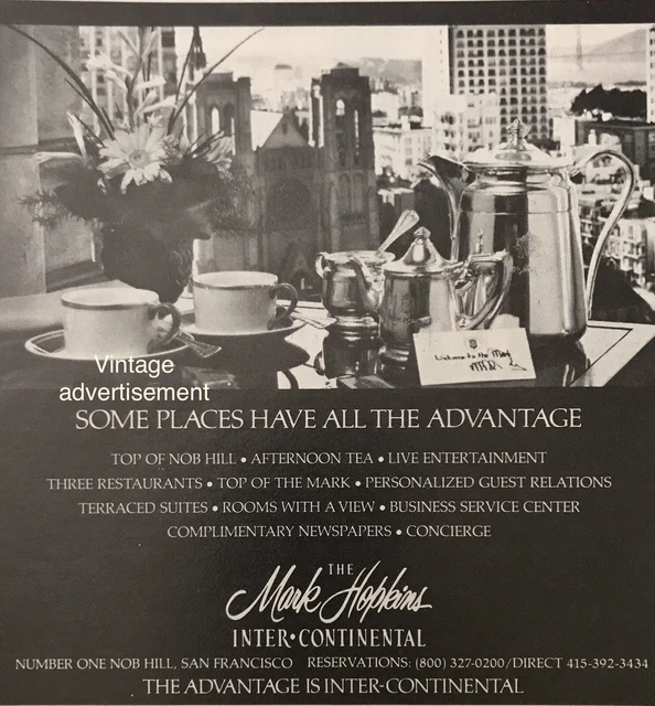 Mark Hopkins Hotel San Francisco PRINT AD Vintage 5.5” Scenic Photo Advantages