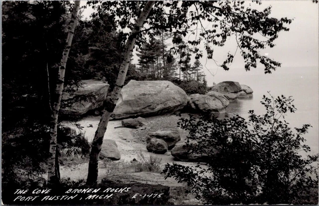 The Cove, Broken Rocks, PORT AUSTIN, Michigan Real Photo Postcard - L.L. Cook