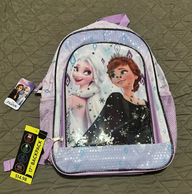 Disney Frozen 2 Elsa & Anna Girls 17" Backpack - Lavender new