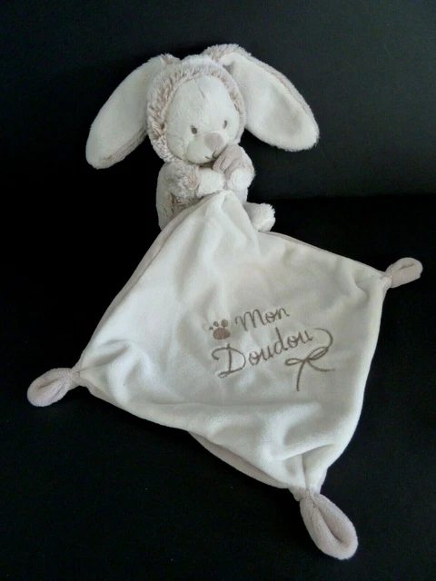 Z6- Doudou Plat Simba Ours Lapin Beige Marron Blanc Mouchoir Mon Doudou Et.neuf