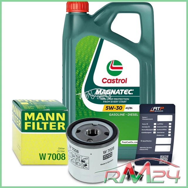 MANN-FILTER FILTRO OLIO W7008+5L Castrol Magnatec Stop-Start 5W-30 ...