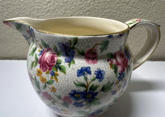 Vtg Pre-1960 Royal Winton Grimwades Ivory Old Cottage Chintz Dutch Jug 16 oz