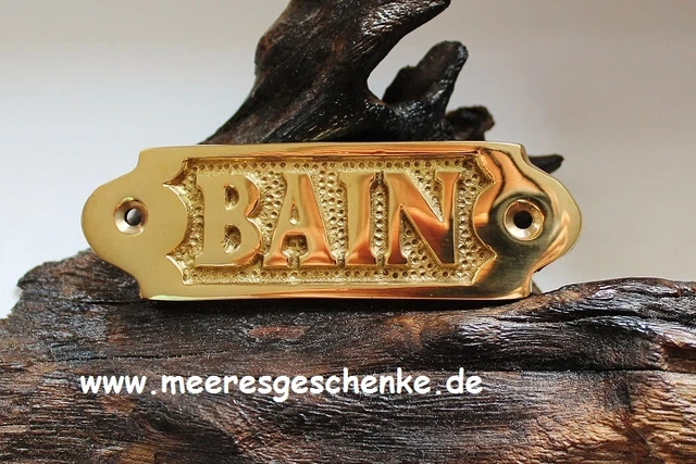 Maritimes Türschild / Messingschild "BAIN" ca. 11 x 3,5 cm