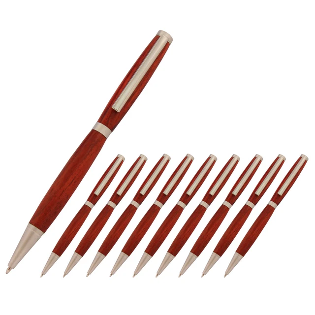 Kit de bolígrafos Slimline, acabado níquel satinado, paquete de 10, torneado en madera heredado