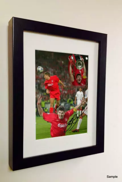 Signed Steven Gerrard Liverpool Istanbul Collage Autographed Photo Picture Frame